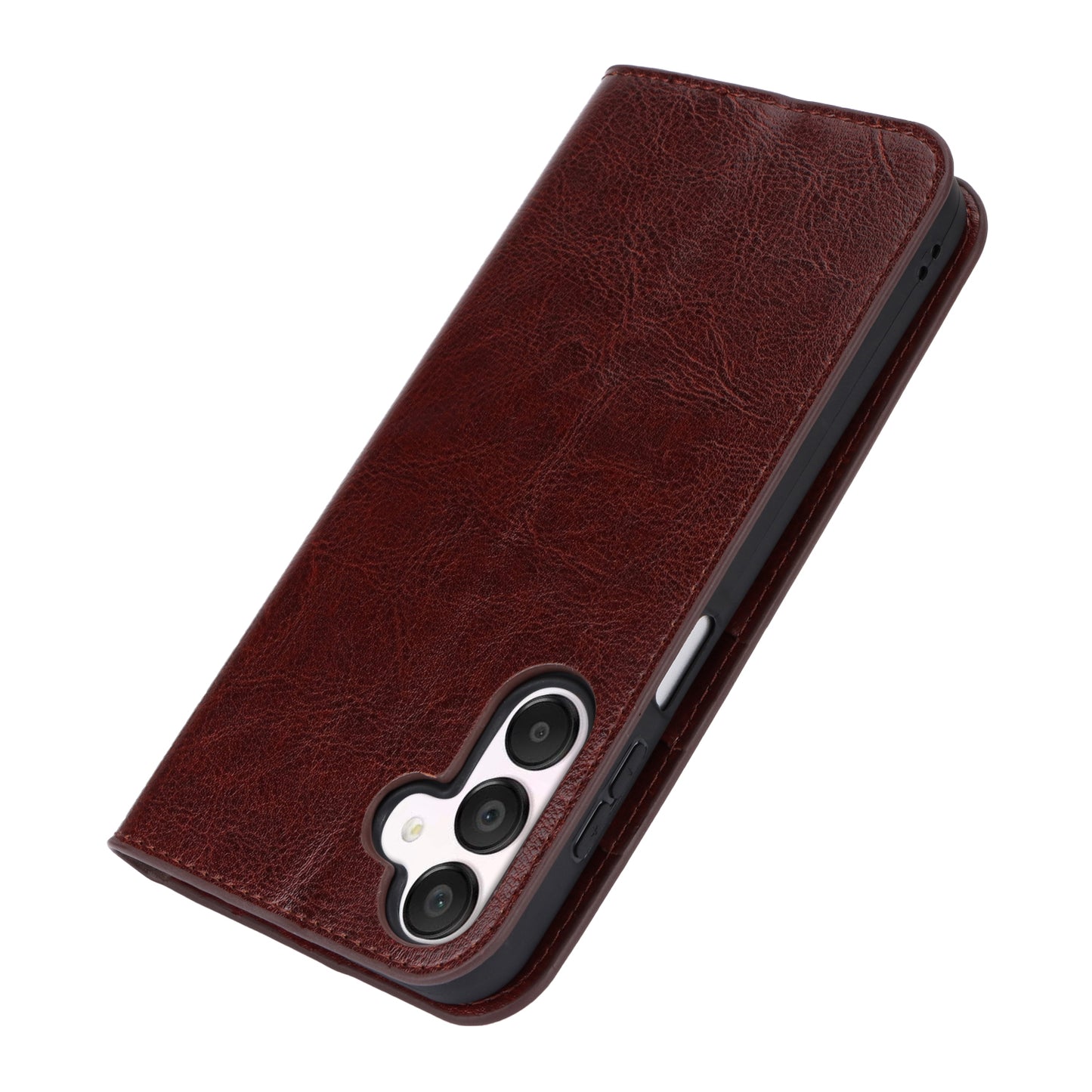 For Samsung Galaxy A16 5G / 4G Case Crazy Horse Texture Split Leather Wallet Phone Cover - Dark Brown