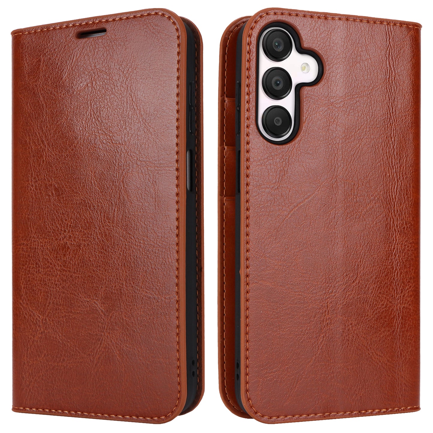 For Samsung Galaxy A16 5G / 4G Case Crazy Horse Texture Split Leather Wallet Phone Cover - Light Brown