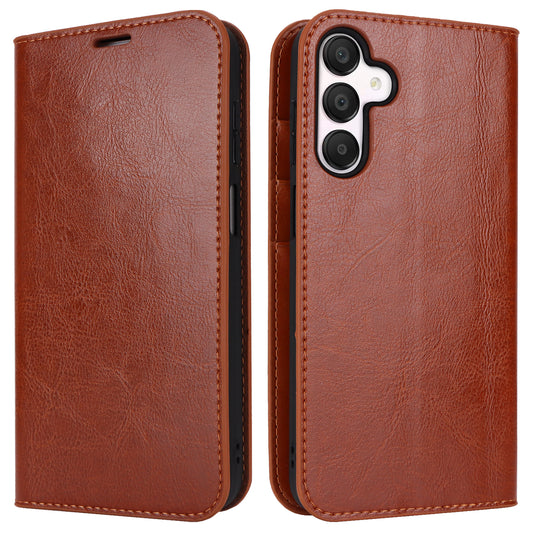 For Samsung Galaxy A16 5G / 4G Case Crazy Horse Texture Split Leather Wallet Phone Cover - Light Brown