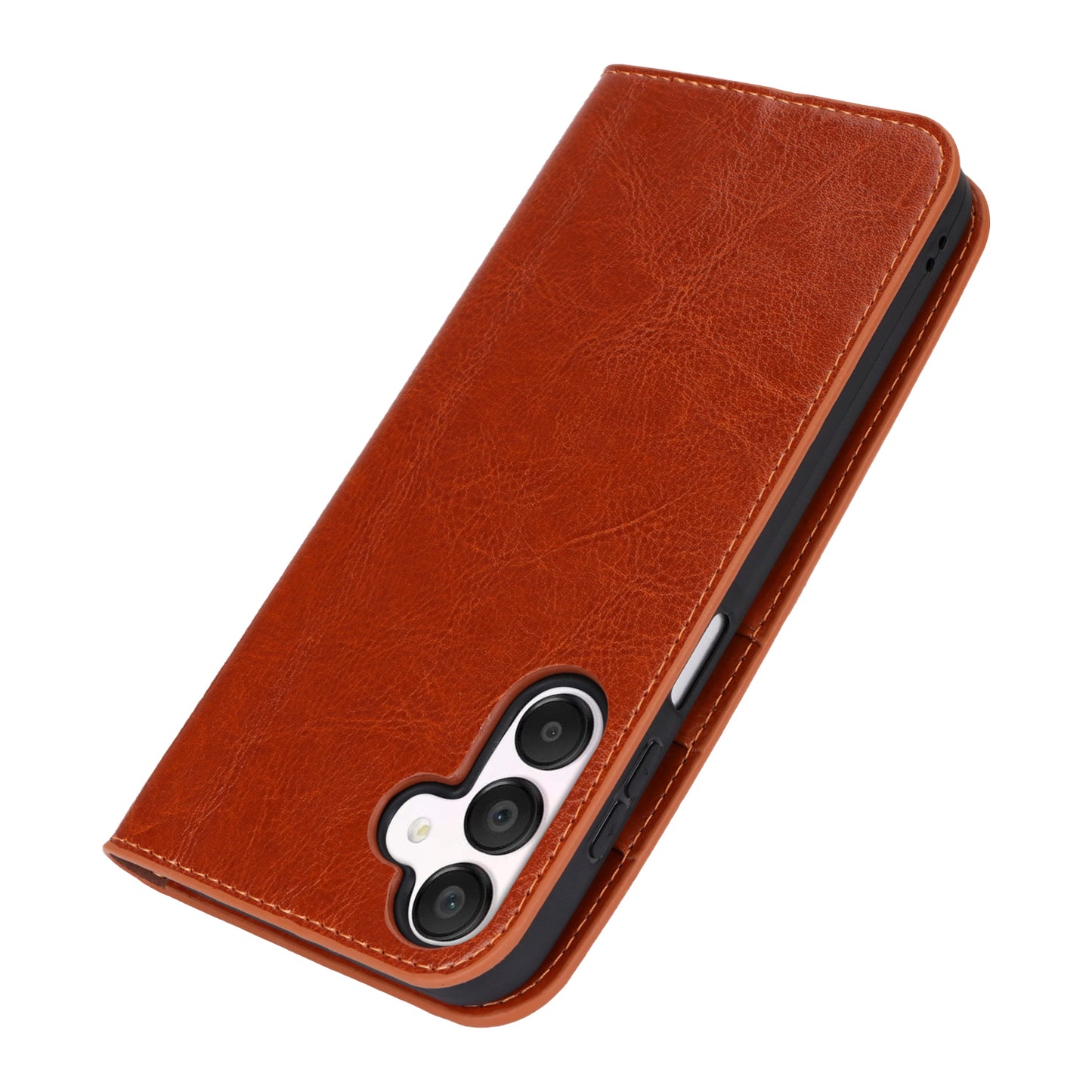 For Samsung Galaxy A16 5G / 4G Case Crazy Horse Texture Split Leather Wallet Phone Cover - Light Brown