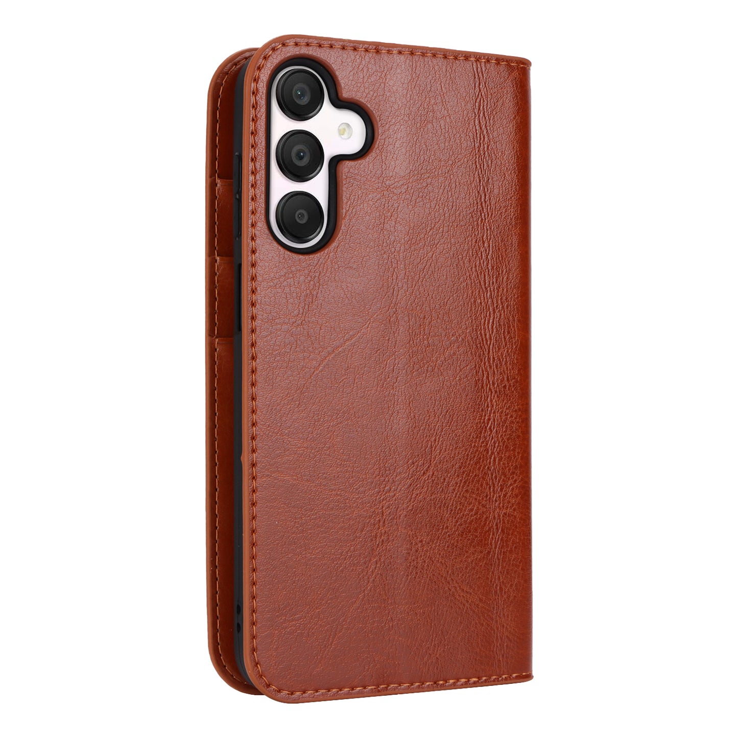 For Samsung Galaxy A16 5G / 4G Case Crazy Horse Texture Split Leather Wallet Phone Cover - Light Brown