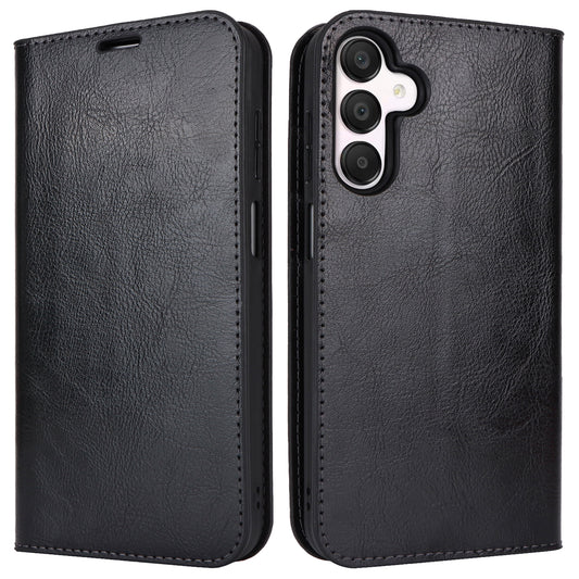 For Samsung Galaxy A16 5G / 4G Case Crazy Horse Texture Split Leather Wallet Phone Cover - Black