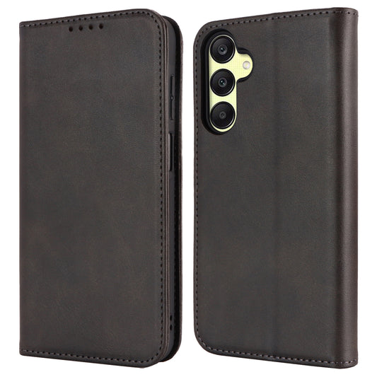For Samsung Galaxy A16 5G / 4G Case PU Leather Calf Textured Magnetic Closing Smart Phone Cover - Black