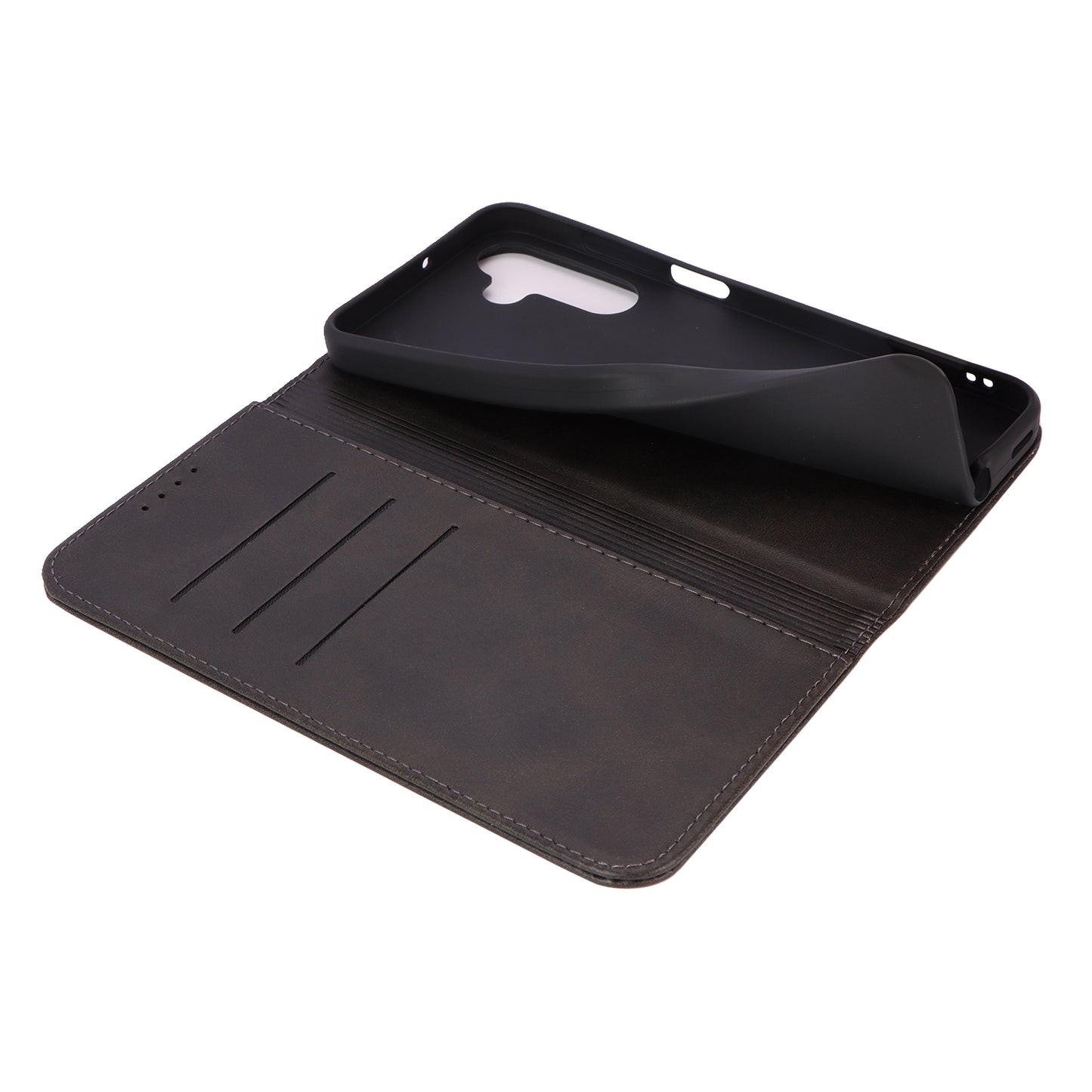 For Samsung Galaxy A16 5G / 4G Case PU Leather Calf Textured Magnetic Closing Smart Phone Cover - Black