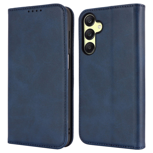 For Samsung Galaxy A16 5G / 4G Case PU Leather Calf Textured Magnetic Closing Smart Phone Cover - Dark Blue