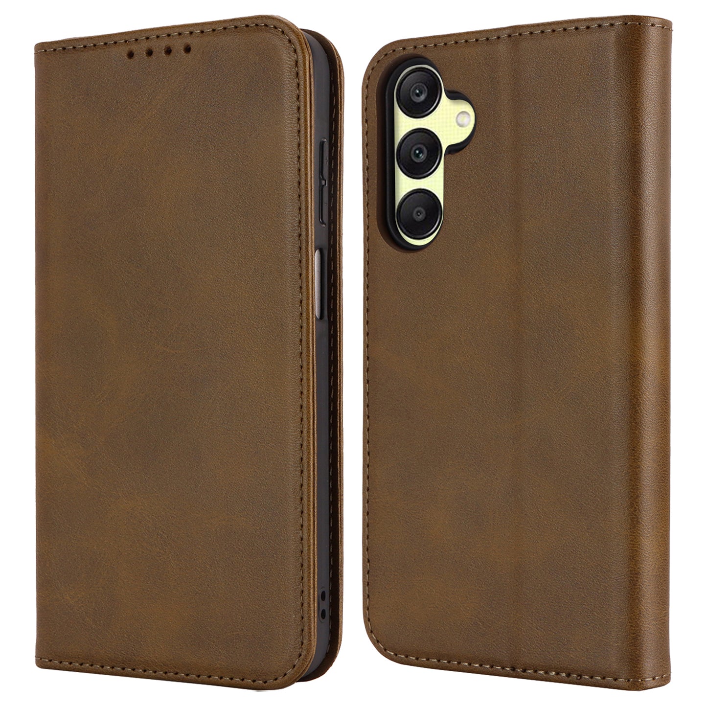 For Samsung Galaxy A16 5G / 4G Case PU Leather Calf Textured Magnetic Closing Smart Phone Cover - Dark Green