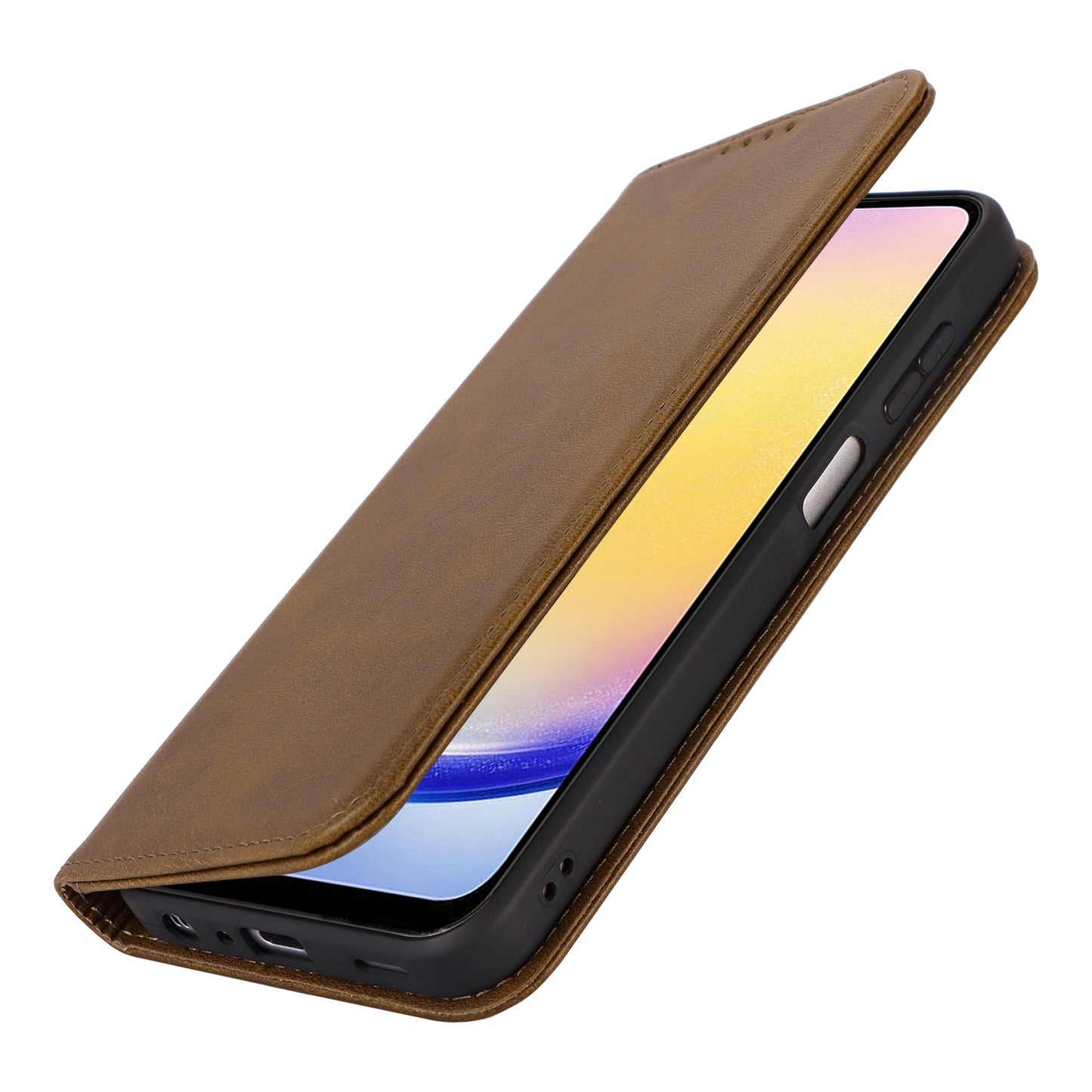 For Samsung Galaxy A16 5G / 4G Case PU Leather Calf Textured Magnetic Closing Smart Phone Cover - Dark Green