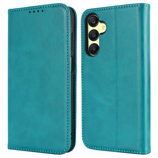 For Samsung Galaxy A16 5G / 4G Case PU Leather Calf Textured Magnetic Closing Smart Phone Cover - Sky Blue