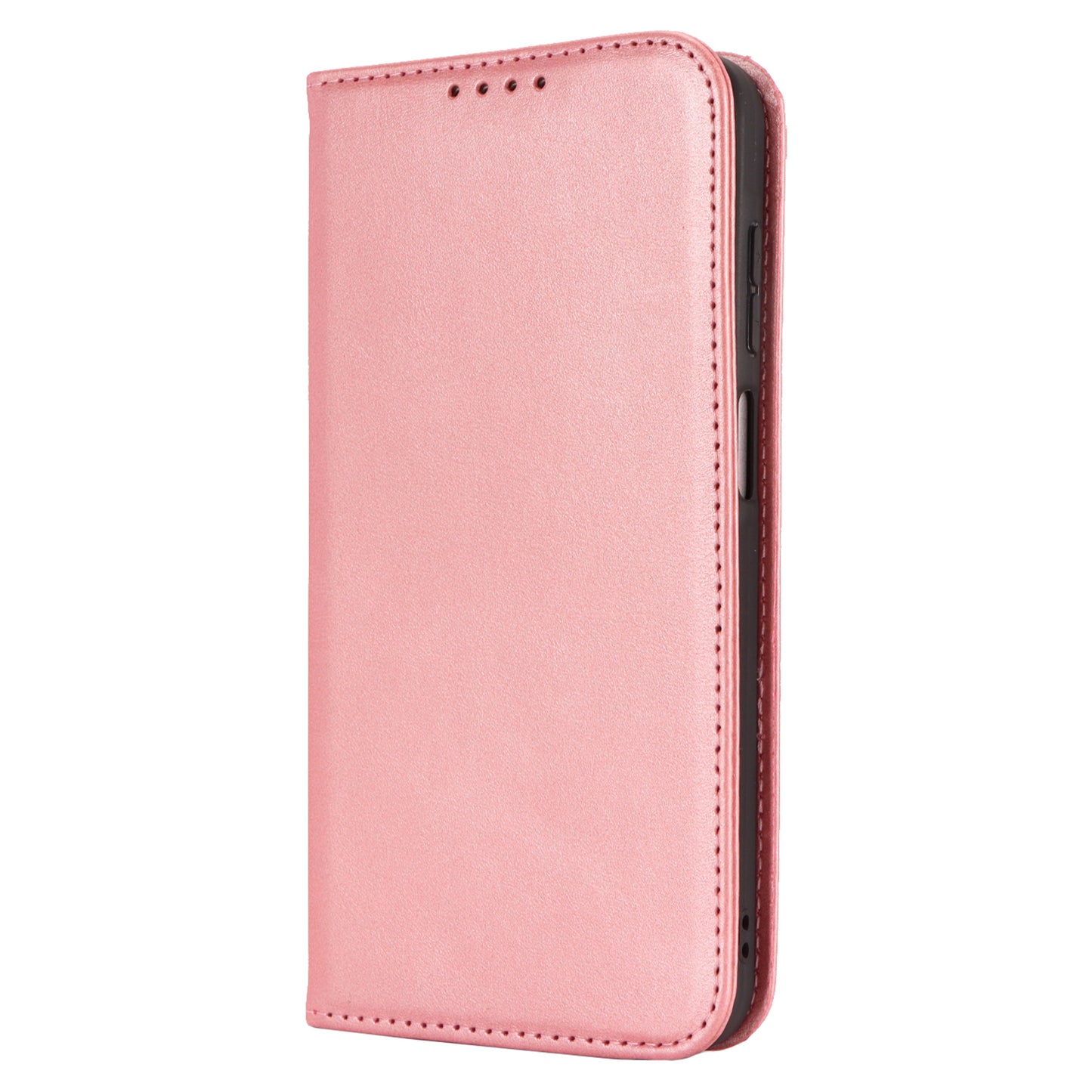 For Samsung Galaxy A16 5G / 4G Case PU Leather Calf Textured Magnetic Closing Smart Phone Cover - Rose Gold