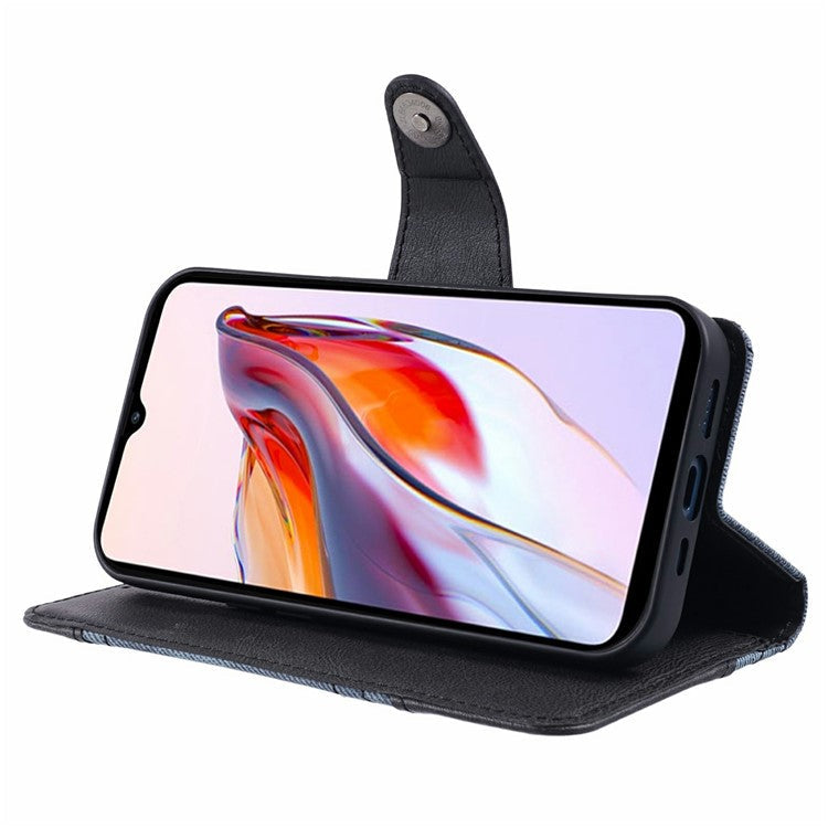For Xiaomi Poco C75 4G / Redmi 14R 5G / 14C 4G Case Splicing Texture Leather Phone Cover Viewing Stand - Black