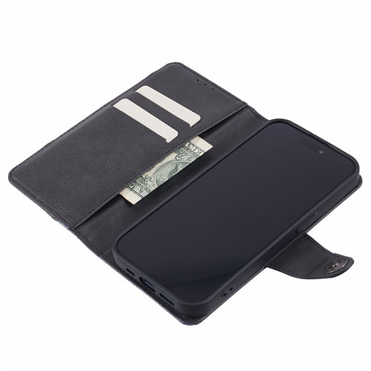 For Xiaomi Poco C75 4G / Redmi 14R 5G / 14C 4G Case Splicing Texture Leather Phone Cover Viewing Stand - Black