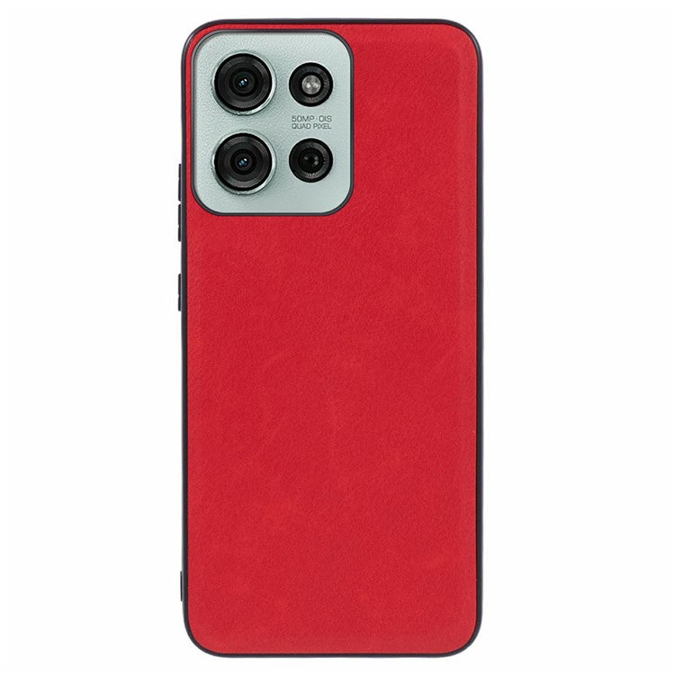 For Motorola Moto G75 5G Case Retro Leather Coated PC+TPU Phone Cover - Red