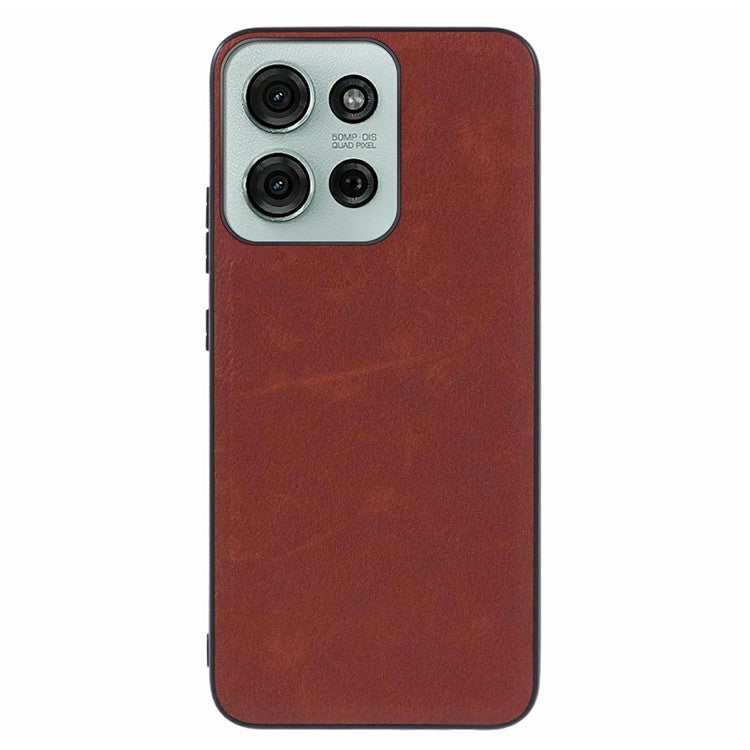 For Motorola Moto G75 5G Case Retro Leather Coated PC+TPU Phone Cover - Brown