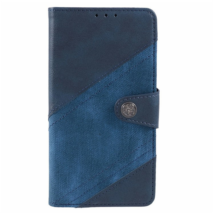 For Motorola Moto G75 5G Case Splicing Texture Leather Phone Cover Viewing Stand - Dark Blue
