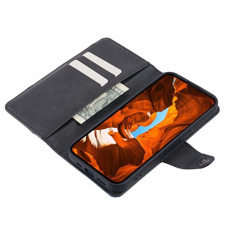 For Motorola Moto G75 5G Case Splicing Texture Leather Phone Cover Viewing Stand - Black