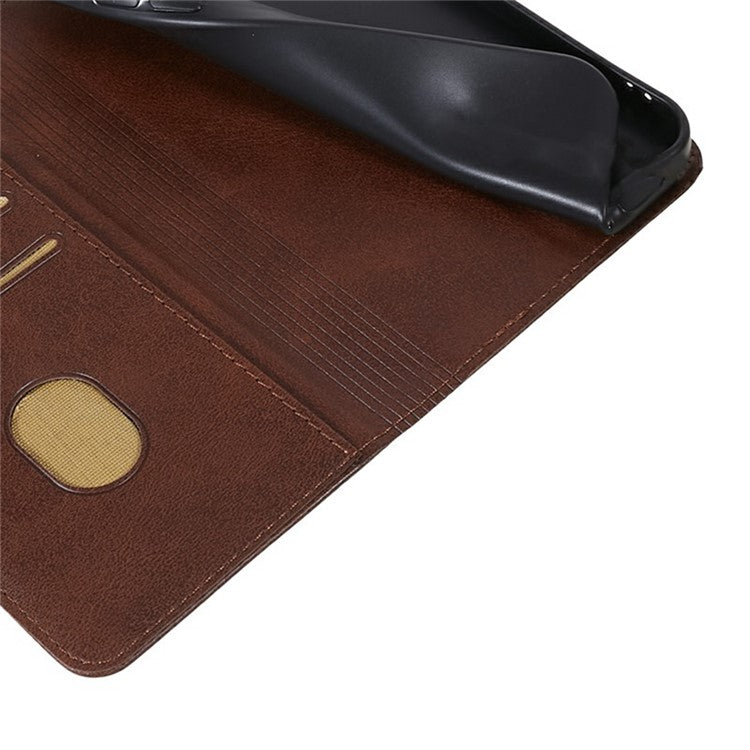 For Motorola Moto G75 5G Case Strong Magnetic PU Leather Phone Cover Calf Texture - Brown