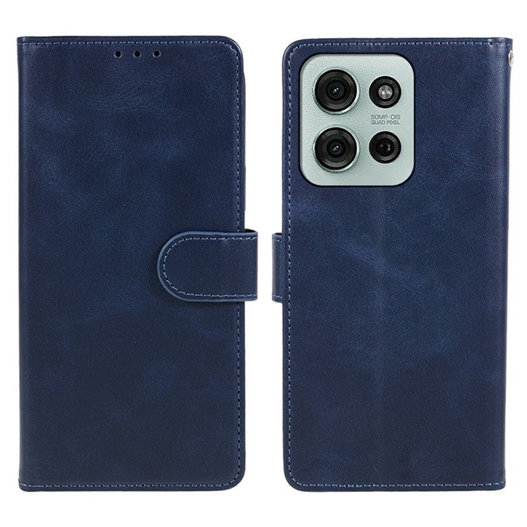 For Motorola Moto G75 5G Case PU Leather Wallet Protective Phone Cover Calf Texture - Blue