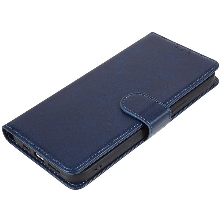 For Motorola Moto G75 5G Case PU Leather Wallet Protective Phone Cover Calf Texture - Blue