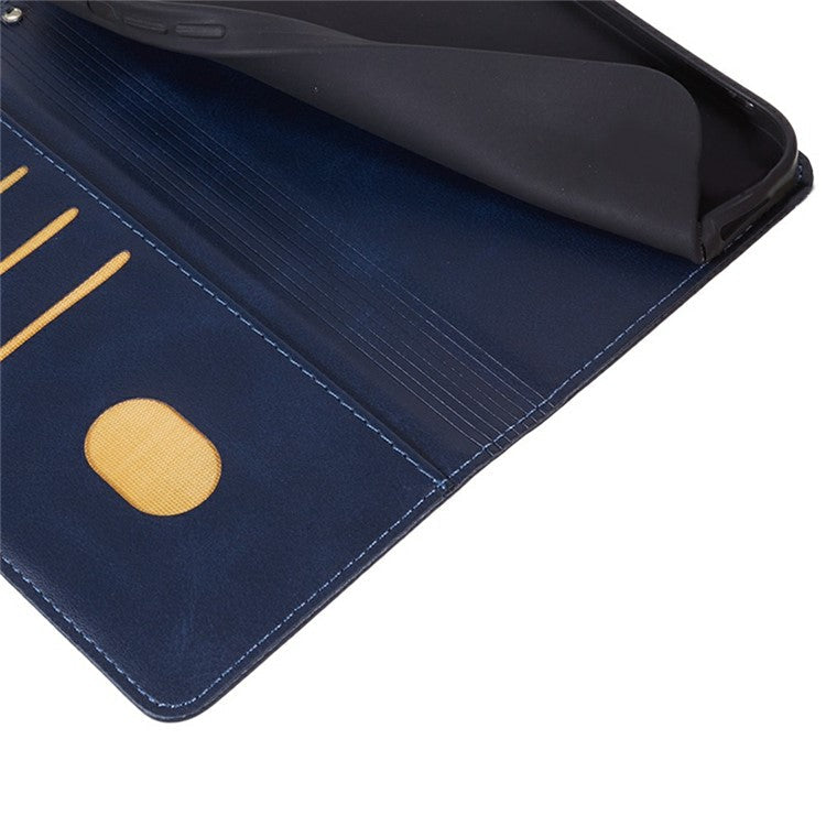 For Motorola Moto G75 5G Case PU Leather Wallet Protective Phone Cover Calf Texture - Blue