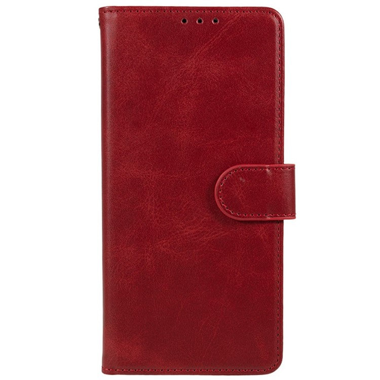 For Motorola Moto G75 5G Case PU Leather Wallet Protective Phone Cover Calf Texture - Red