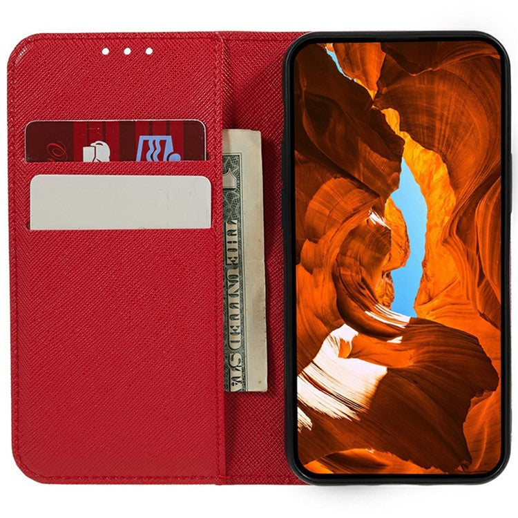 For Motorola Moto G75 5G Case Cross Texture Leather Phone Cover Hidden Magnetic - Red