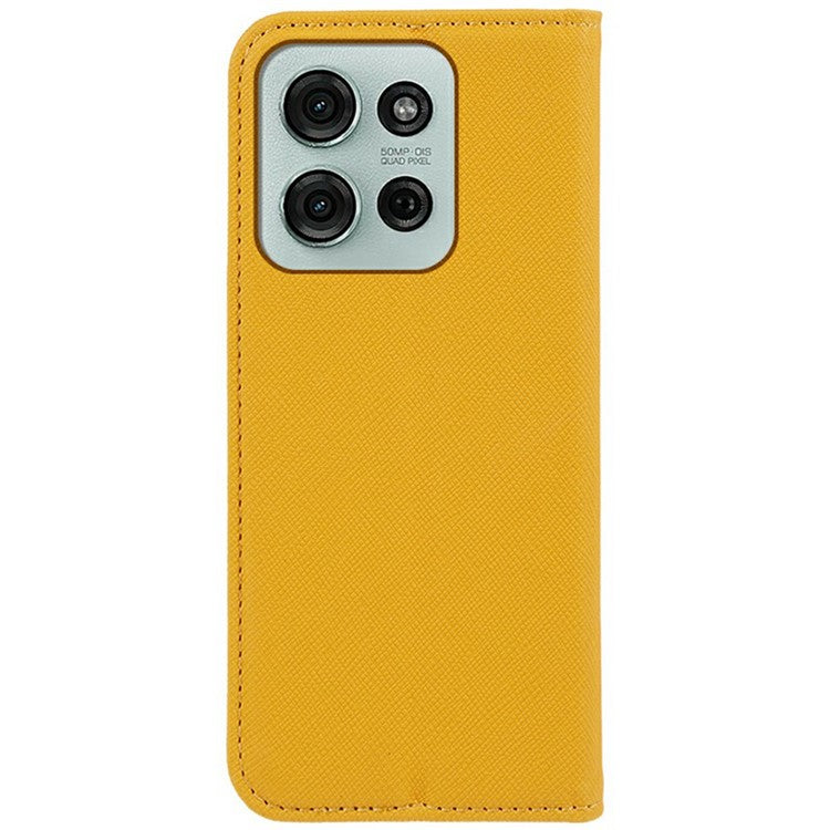 For Motorola Moto G75 5G Case Cross Texture Leather Phone Cover Hidden Magnetic - Yellow
