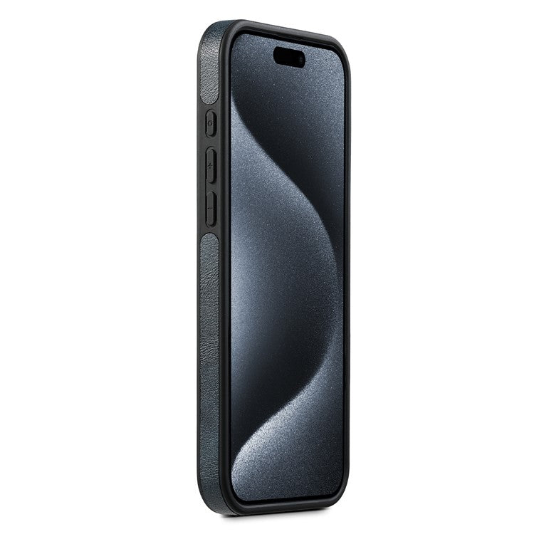 SUTENI G1 For iPhone 16 Pro Magnetic Case Waxy Texture Leather Coated TPU Phone Cover - Blue