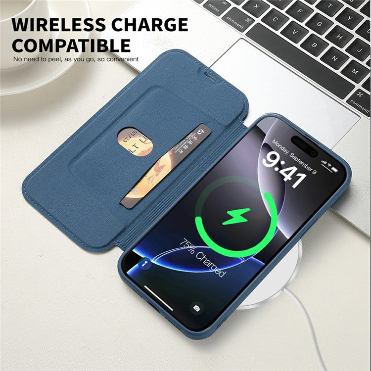 For iPhone 16 Pro Case Card Holder Kickstand Liquid Silicone Phone Cover - Red