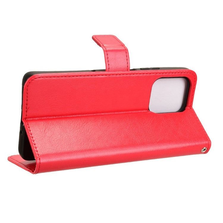 For Motorola Moto G75 5G Case Crazy Horse Texture PU Leather Phone Wallet Cover - Red