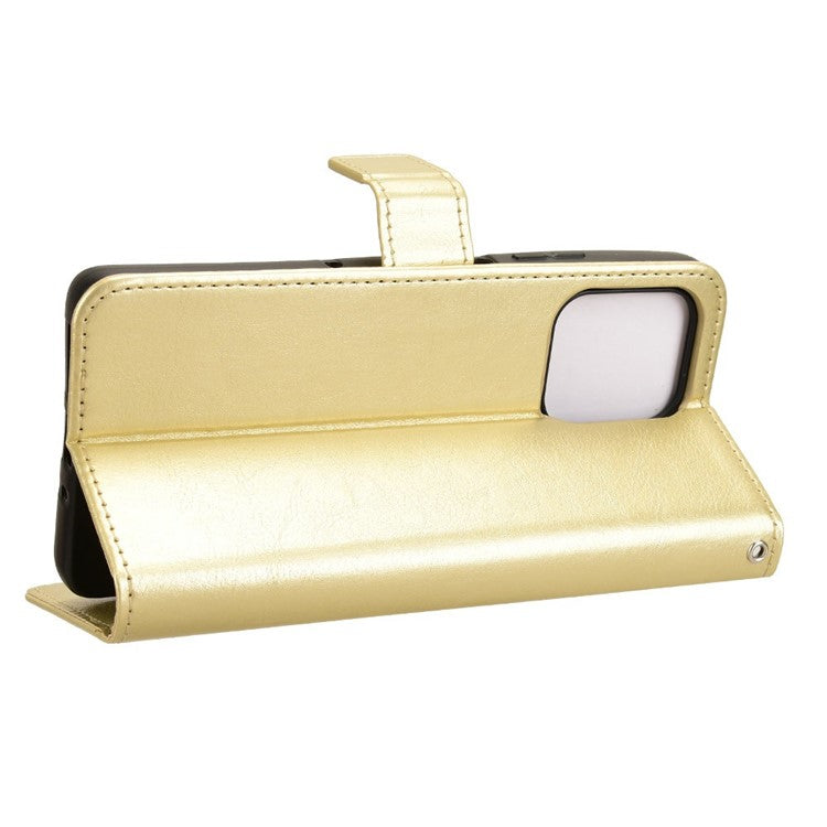 For Motorola Moto G75 5G Case Crazy Horse Texture PU Leather Phone Wallet Cover - Gold