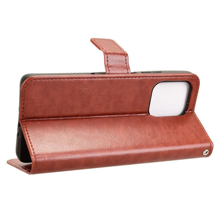 For Motorola Moto G75 5G Case Crazy Horse Texture PU Leather Phone Wallet Cover - Brown