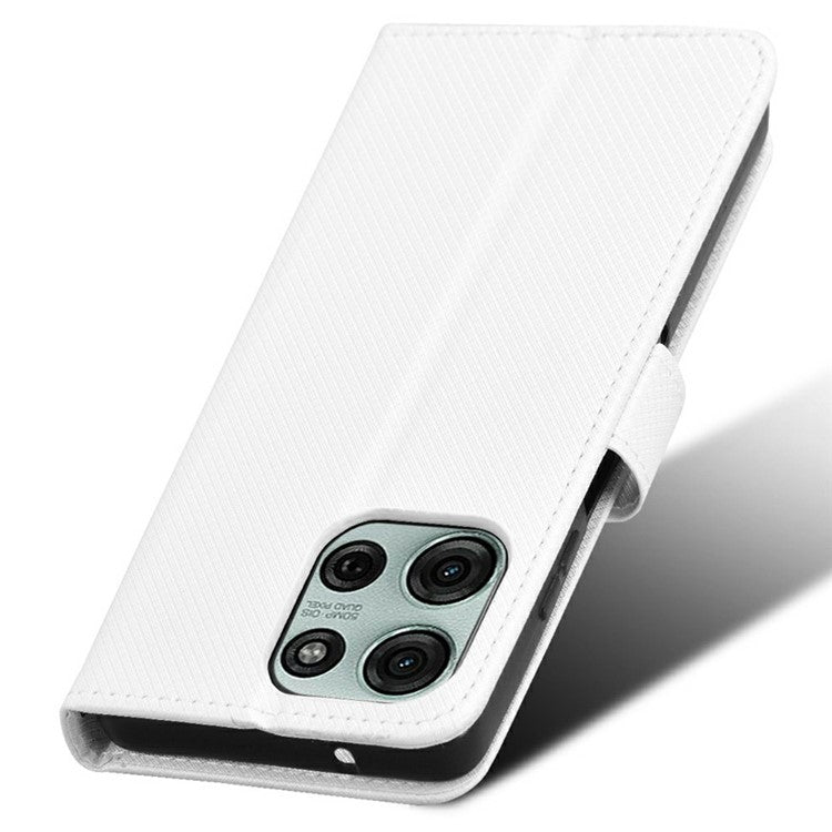For Motorola Moto G75 5G Case PU Leather Diamond Texture Wallet Phone Cover - White