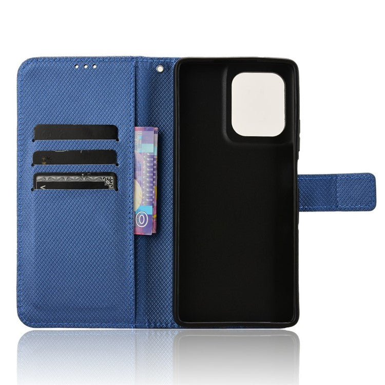 For Motorola Moto G75 5G Case PU Leather Diamond Texture Wallet Phone Cover - Blue