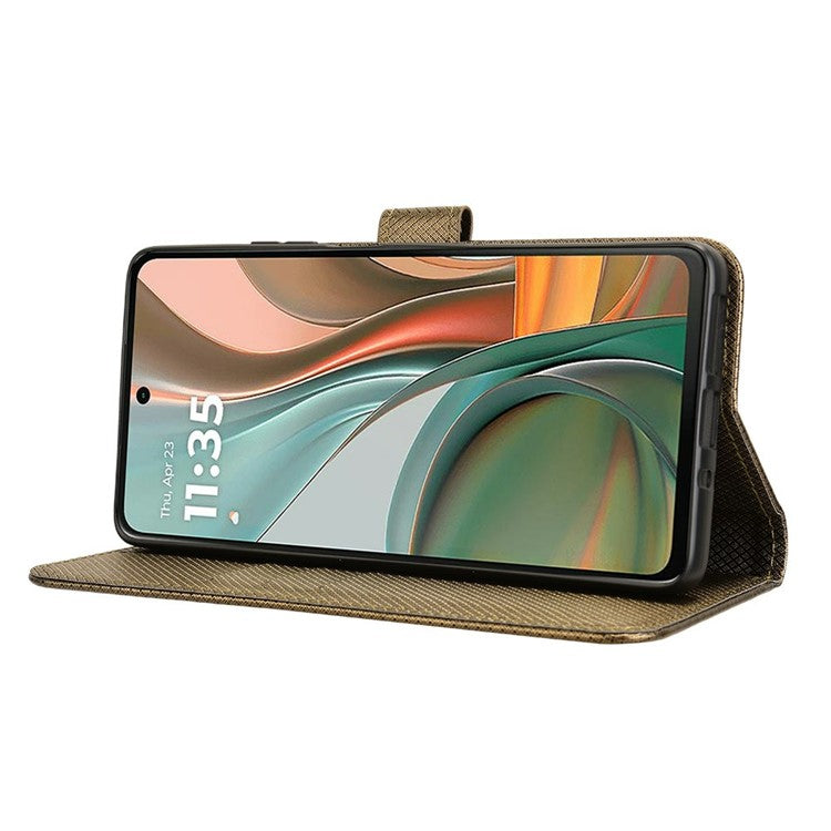 For Motorola Moto G75 5G Case PU Leather Diamond Texture Wallet Phone Cover - Brown