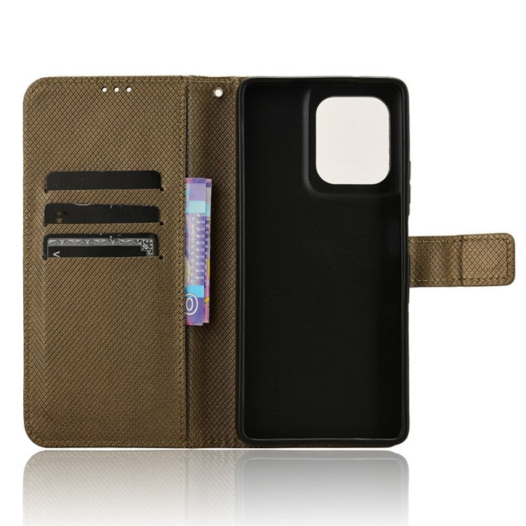 For Motorola Moto G75 5G Case PU Leather Diamond Texture Wallet Phone Cover - Brown