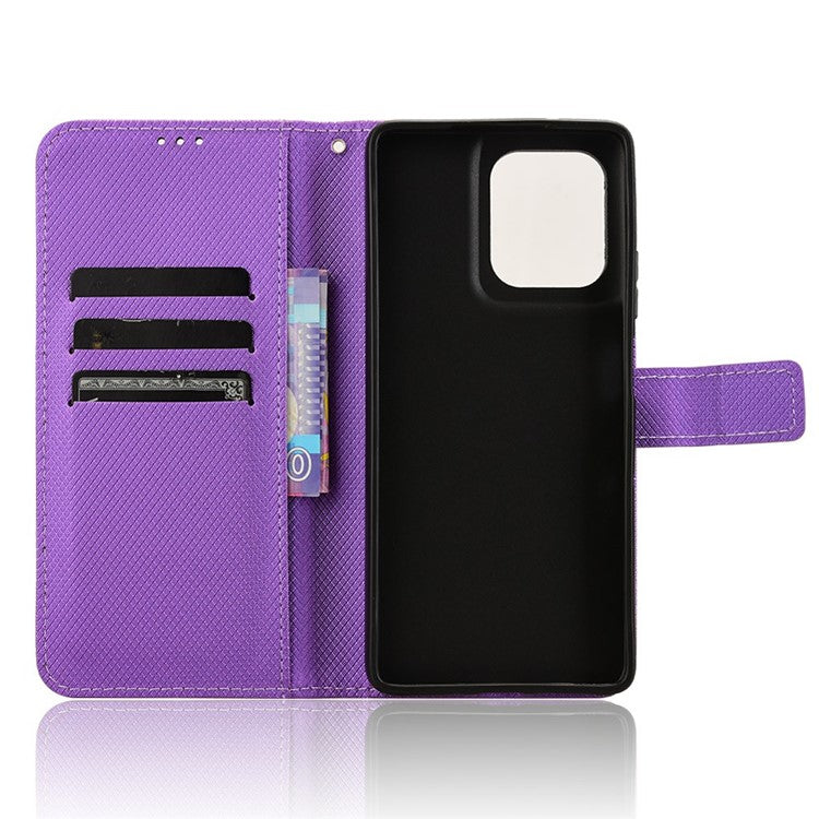 For Motorola Moto G75 5G Case PU Leather Diamond Texture Wallet Phone Cover - Purple