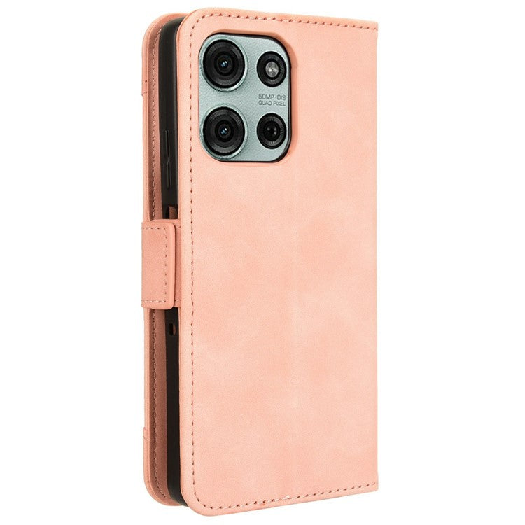 For Motorola Moto G75 5G Leather Case Phone Wallet Cover with Multiple Card Slots - Pink