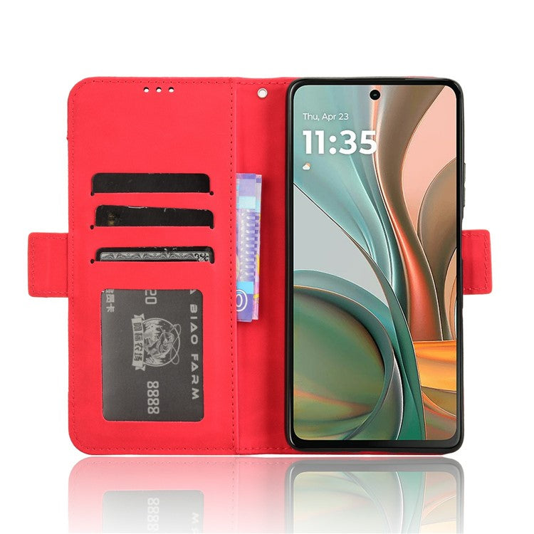 For Motorola Moto G75 5G Leather Case Phone Wallet Cover with Multiple Card Slots - Red