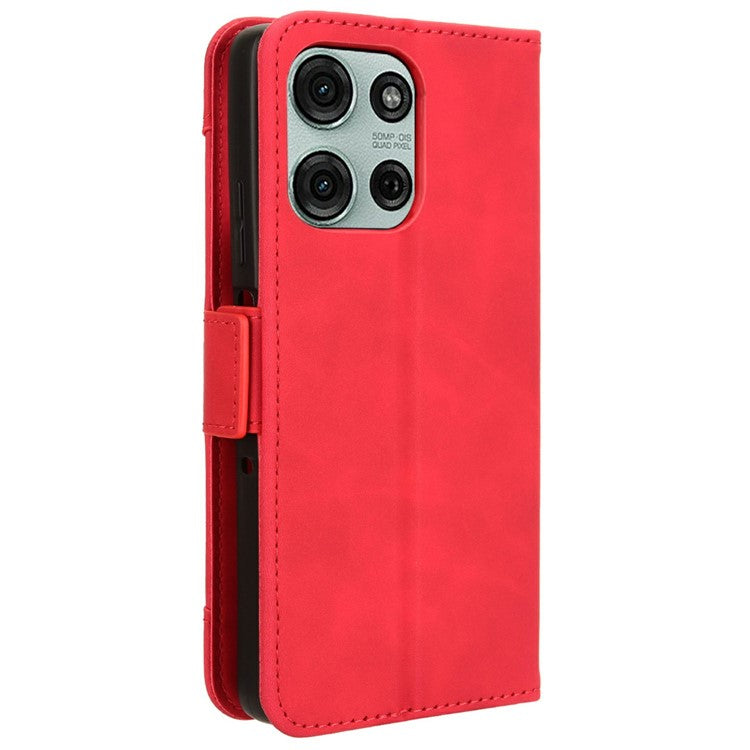 For Motorola Moto G75 5G Leather Case Phone Wallet Cover with Multiple Card Slots - Red