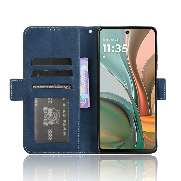 For Motorola Moto G75 5G Leather Case Phone Wallet Cover with Multiple Card Slots - Blue