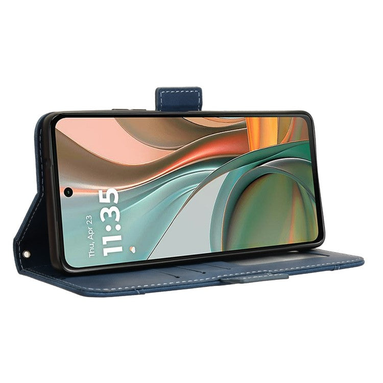 For Motorola Moto G75 5G Leather Case Phone Wallet Cover with Multiple Card Slots - Blue