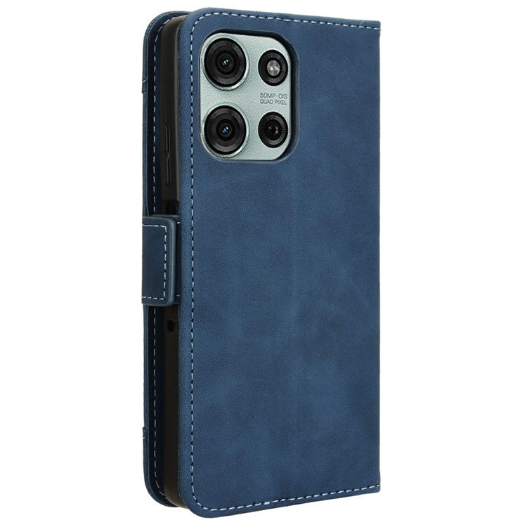 For Motorola Moto G75 5G Leather Case Phone Wallet Cover with Multiple Card Slots - Blue