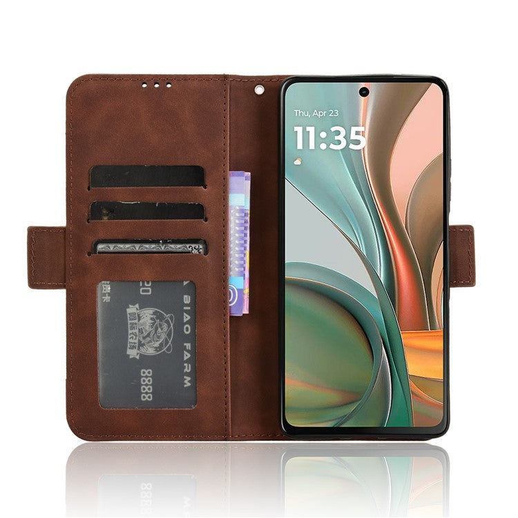 For Motorola Moto G75 5G Leather Case Phone Wallet Cover with Multiple Card Slots - Brown