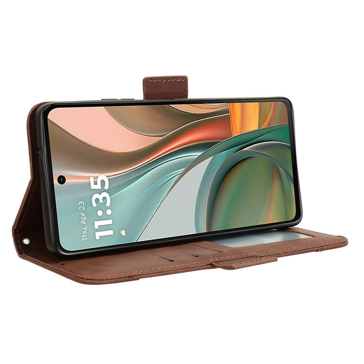For Motorola Moto G75 5G Leather Case Phone Wallet Cover with Multiple Card Slots - Brown