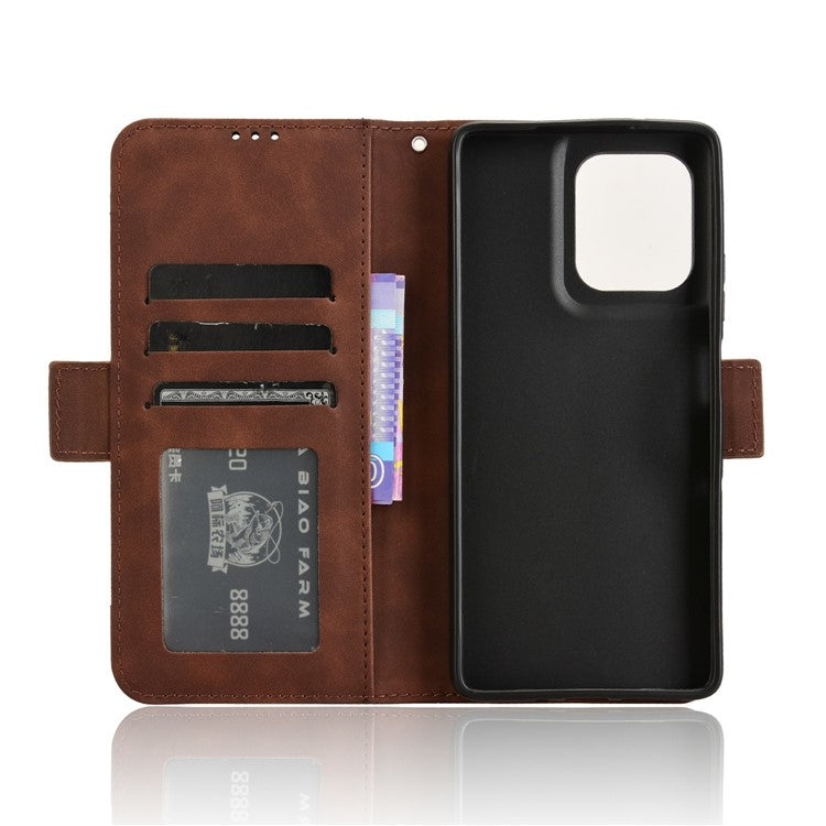 For Motorola Moto G75 5G Leather Case Phone Wallet Cover with Multiple Card Slots - Brown