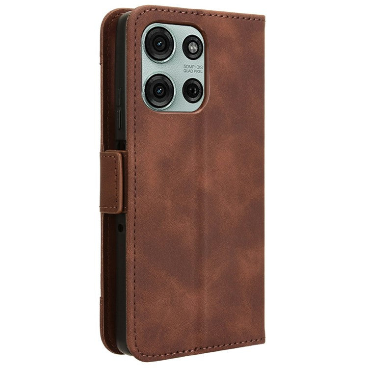 For Motorola Moto G75 5G Leather Case Phone Wallet Cover with Multiple Card Slots - Brown