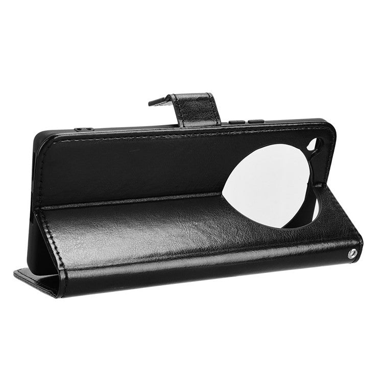 For Infinix Zero 40 5G X6861 Case Crazy Horse Texture PU Leather Phone Wallet Cover - Black