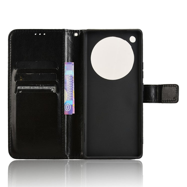 For Infinix Zero 40 5G X6861 Case Crazy Horse Texture PU Leather Phone Wallet Cover - Black