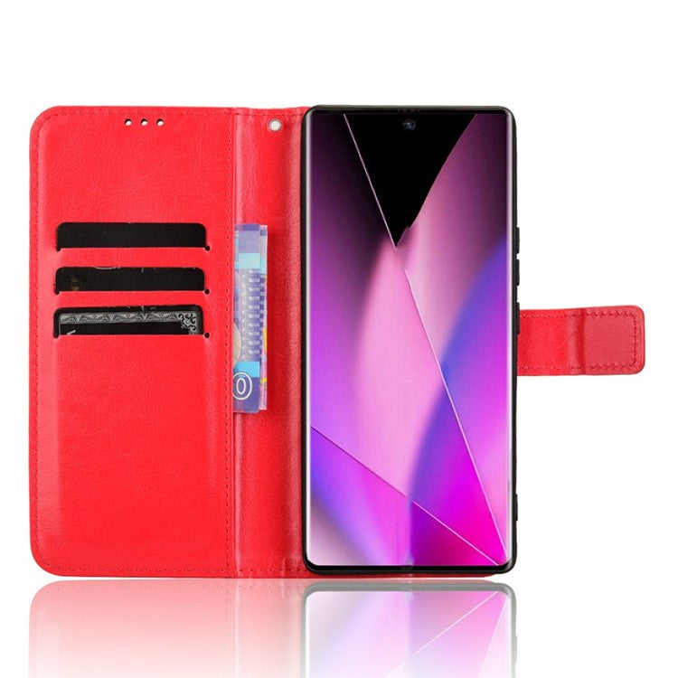 For Infinix Zero 40 5G X6861 Case Crazy Horse Texture PU Leather Phone Wallet Cover - Red