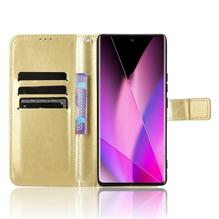 For Infinix Zero 40 5G X6861 Case Crazy Horse Texture PU Leather Phone Wallet Cover - Gold